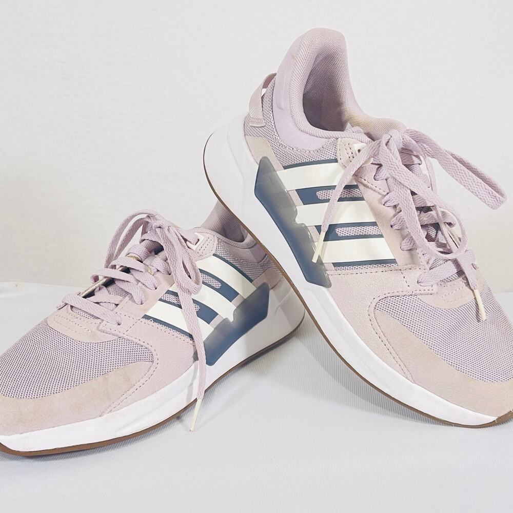 Adidas Run 90s Shoes Womens 8 Mauve White Onix EF0200 Suede Sneakers Trainers